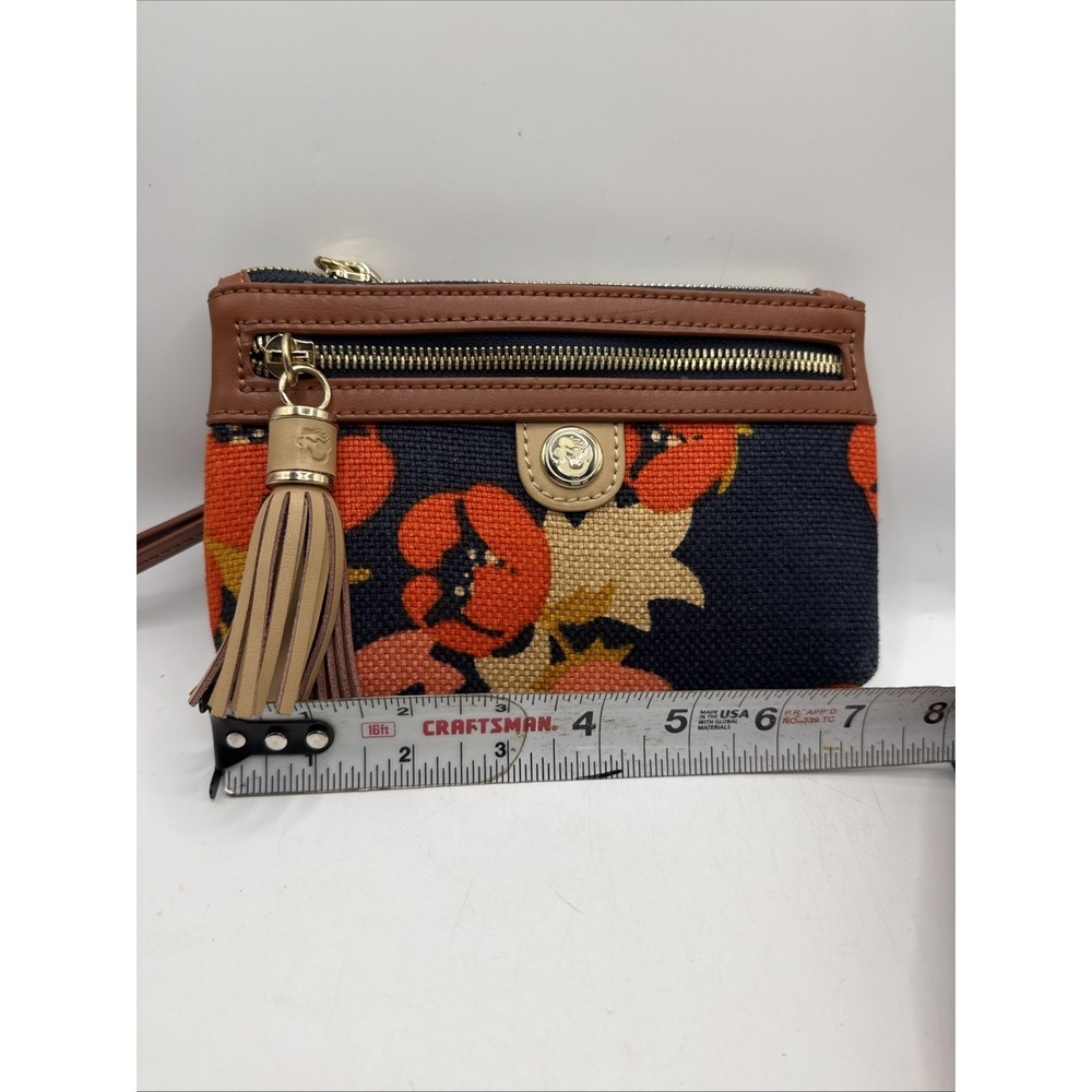 Spartina 449 Waving Girl Tassel Wristlet Floral Wallet Bag Travel - Picture 11 of 12